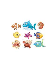 Décoration piscine lot de 9 poissons 60 x 50 cm fond de piscine, Liners & PVC armé pour piscine